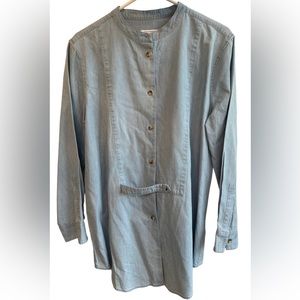 Equipment Femme Women's‎ 100% Cotton Long Sleeve Button Down Blouse Blue Size L